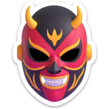 sinister luchador mask with evil expression sticker