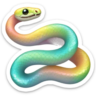 Sparkly glossy Pastel iridescent glass snake sticker