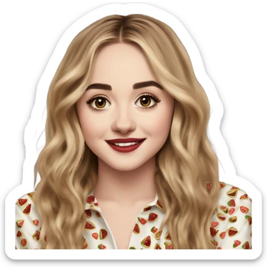 sabrina carpenter with a fruitcake sticker