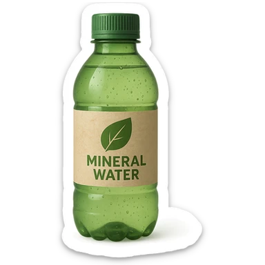 a green mineral water bottle, eco-friendly look, natural and sustainable design sticker