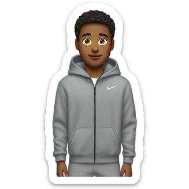 A young guy in a gray nike tech fleece sticker