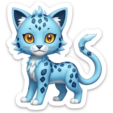 Icy Elemental Pawny Cute Innocent Liepard-Amaura-Litten-Sprigatito-Pokémon-fusion-creature (full body) sticker