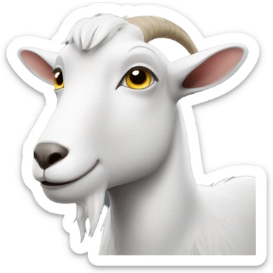 a grey and white goat squinting its eyes sticker