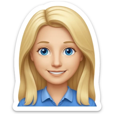 a 40 year old teacher with long blonde hair and blue eyes sticker