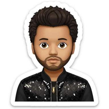 The Weeknd with Dark Brown Hair, Black Sequin Outfit sticker