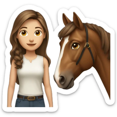 a girl with brown hair with a horse  sticker
