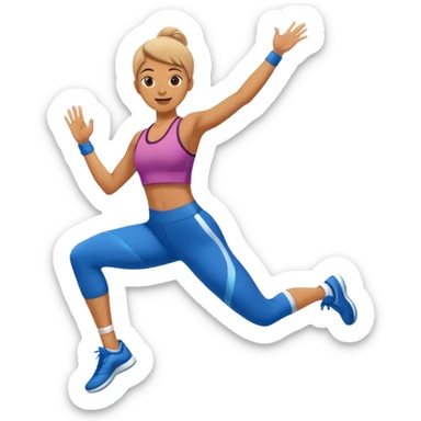 Person doing aerobics workout, jumping with enthusiasm in a gym sticker