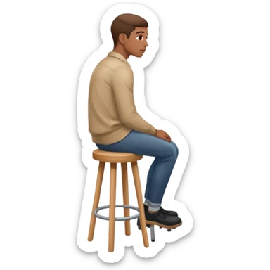 a person sitting on stool full back head turn

 sticker