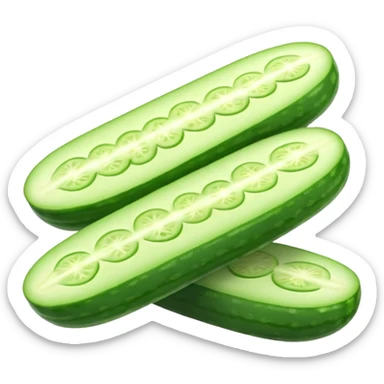 cucumber object icon, fresh cucumber slices, glossy texture, 3D cartoon, mobile game icon style, clean background, no text, no watermark
 sticker