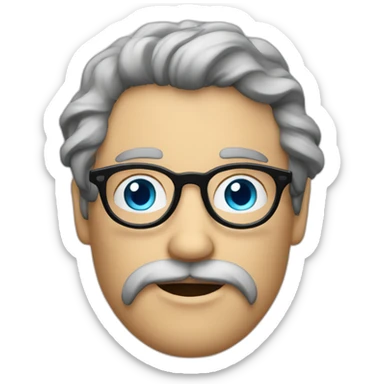 dutch guy with round glasses blue eyes long wavy hair moustache chin beard-circular glasses sticker