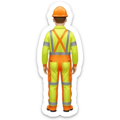 Engineer in orange hi-vis overalls facing away sticker