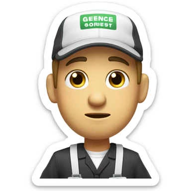 sad depressed sleepy caucassian fast food worker sticker