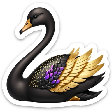 Shining black swan with gold sparkling details  sticker