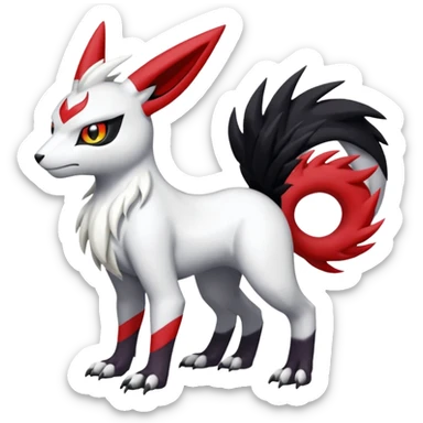Garurumon-Zangoose-Meloetta-Renamon-Absol-fusion-hybrid-creature (full body) sticker