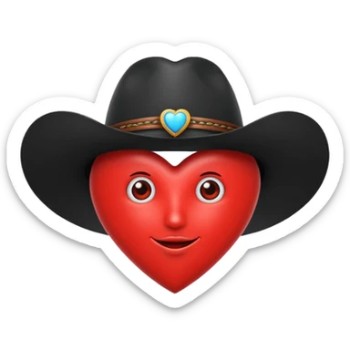 🫀ponle a este órgano corazón un sombrero de vaquero color negro encima  sticker