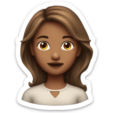 Girl with brown layered hair rolling her eyes sticker