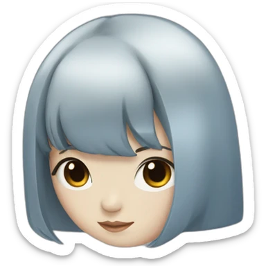 japanese girl with blue eyes and long black hair sticker