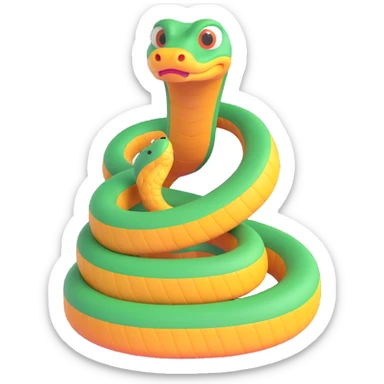 python regius detailed realistic,, full image flat  side profile front facing full  design in 3d soft l centered composition 
cartoon style 140x140 pixels sticker