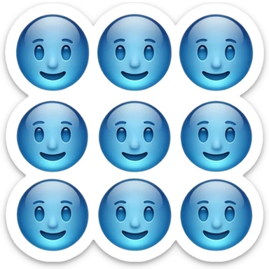 Make a standard set of emoji (all) in the style of glass from Apple company, volumetric with a 3D effect and a transparency effect, and a small one with a blue gradient or light blue The full set of emoticons sticker