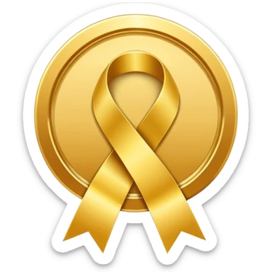 JUST THE CIRCLE  golden medal with a glossy finish, featuring a central gold awareness ribbon symbol sticker