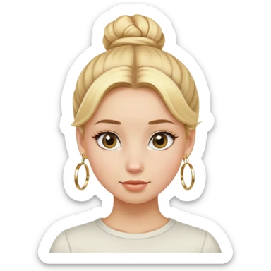 blonde girl with hair in a bun with small gold hoop earrings  sticker