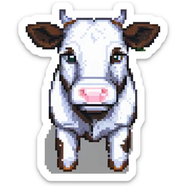 extremely blocky ultra-minimal pixel art Minecraft cow emoji with only 2 or 3 large square pixels, abstract and simple sticker