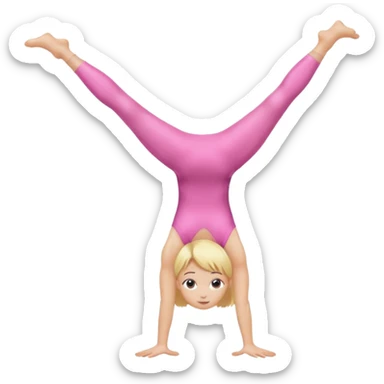 pink dancer-gymnast child with blonde hair doing a handstand sticker