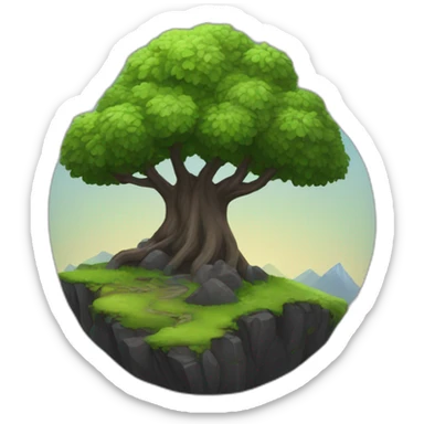 montagne noir avec un peu d'arbre avec un arc-en-ciel sticker