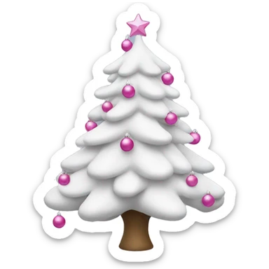 White Christmas tree with pink ornaments sticker
