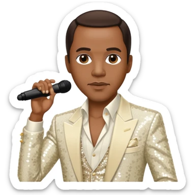 Freddie Jackson, R&B Singer with dark brown hair, ivory sequin outfit sticker