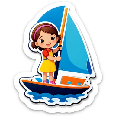 girl repairing sailboat sticker