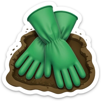 green gloves gardening with mud sticker