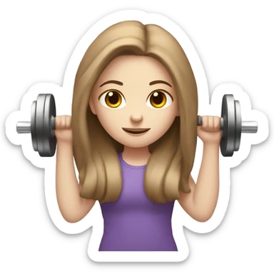 Pale girl with long brown hair lifting weights sticker