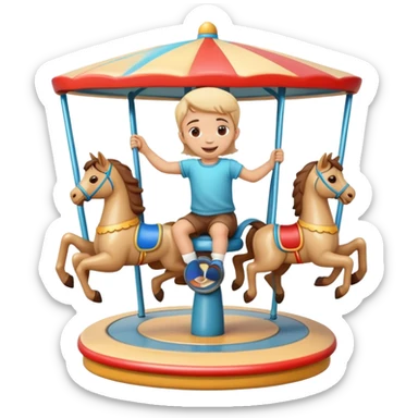 child spinning on a playground merry-go-round, cheerful and playful sticker
