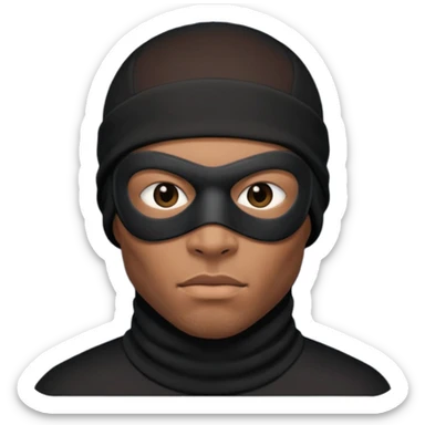 smug muscular african male black ski mask wearing guy with no top. wears a full ski mask with only eyes revealed sticker