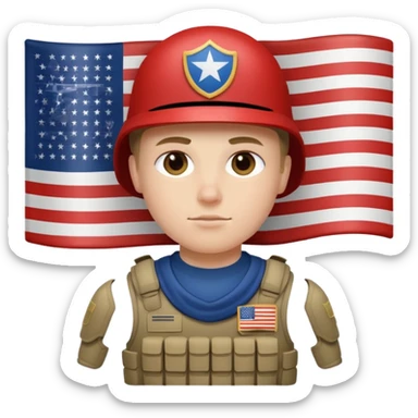 generate realistic white american soldier in body armor and full uniform with small usa flag on shoulder sticker