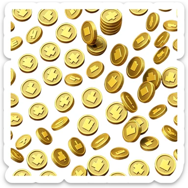 Clash of Clans aesthetic: Cinematic Playful Pixel 3D Coin Stack Emoji, rendered in a 3D vector-style similar to standard emojis with minimal shading and bold, simplified shapes. A compact, distinct form with signature details, softly glowing with a pixelated adventure charm. Simplified yet unmistakably iconic, highly detailed and consistent, glowing with a soft radiance and high shine. Stylized with a touch of classic pixel-art charm and a soft glowing outline, capturing the essence of a beloved gaming relic with a friendly, playful manner! sticker
