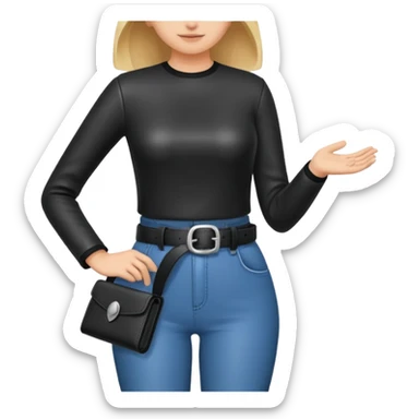 black leather belt in girls hand handing it to someone  sticker