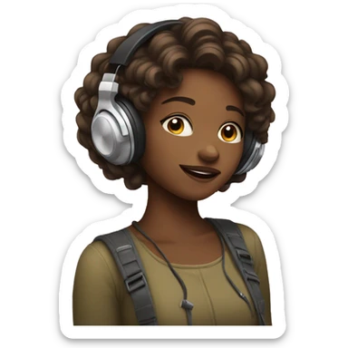 cute girl listening to music sticker