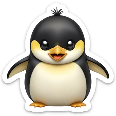 Cinematic Cute Yawning Emperor Penguin Portrait Emoji, Head tilted slightly with a dramatic, wide-open yawn, showcasing smooth, downy feathers with a striking contrast and sleepy, half-closed eyes, Simplified yet irresistibly adorable features, highly detailed, glowing with a soft, cozy polar glow, high shine, relaxed yet expressive, stylized with a touch of whimsical charm, soft glowing outline, capturing the essence of a drowsy yet affectionate arctic guardian that seems ready to stretch out and nap! sticker