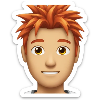 japanese-red-spiked-haired-guy, scar-in-his-eye sticker