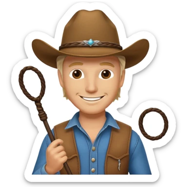 Give this emoji 🤠 a whip make it a white guy  sticker