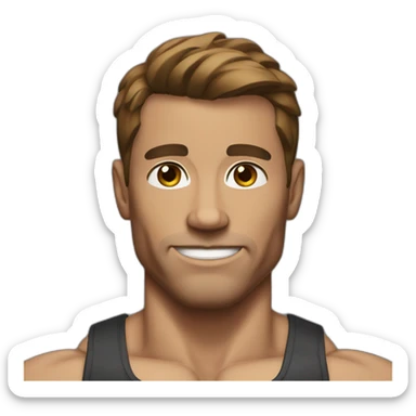 Bodybuilder brown hair without beard sticker
