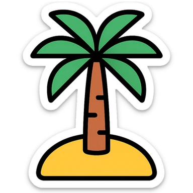 simple palm tree and sand icon representing Saudi Arabia sticker