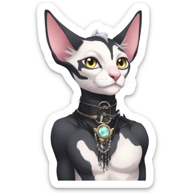 cool punk magical kawaii anime edgy distinguished ethereal elegant beautiful fantasy black ethereal fantasy nargacuga-Noivern-sphynx-Quiana-Fakemon collar harness jewels full body sticker