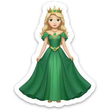 Queen Ozma from the Wizard of Oz with long blonde hair, green eyes and outfit  sticker
