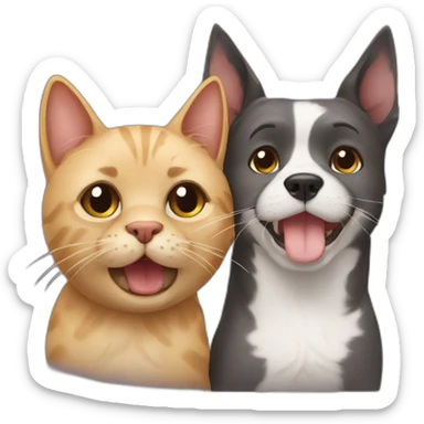 A cat and a dog best freinds sticker