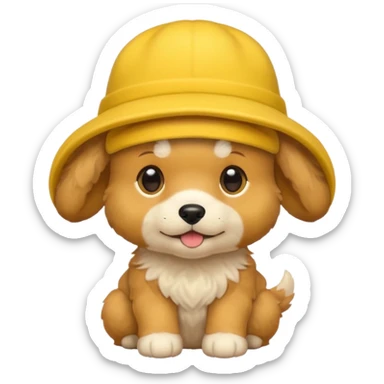 puppy yellow dog with hat yellow sticker