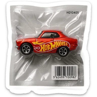 Hot Wheels toy car, glossy and puffy, vacuum-sealed style sticker