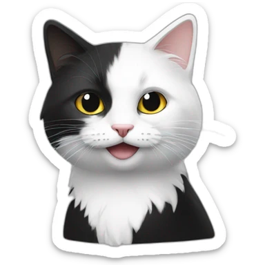 Chat poil noir et blanc sticker